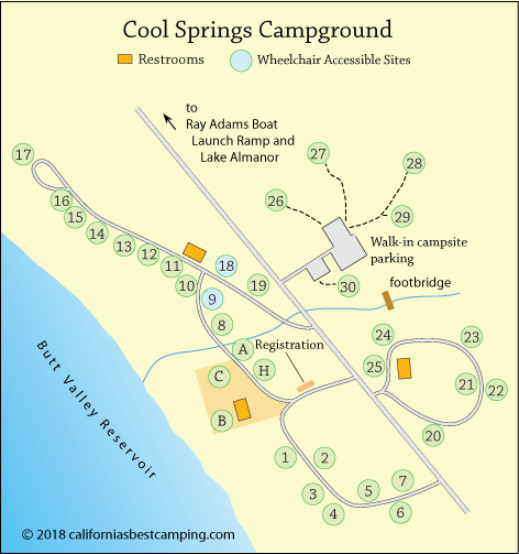 Cool Springs Campground Map, Butt Valley Reservoir, CA