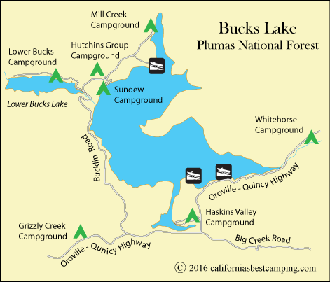 map of Bucks Lake, Plumas National Forest, CA