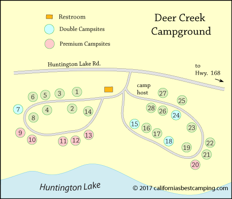 Deer Creek Campground map, Sierra National Forest, CA