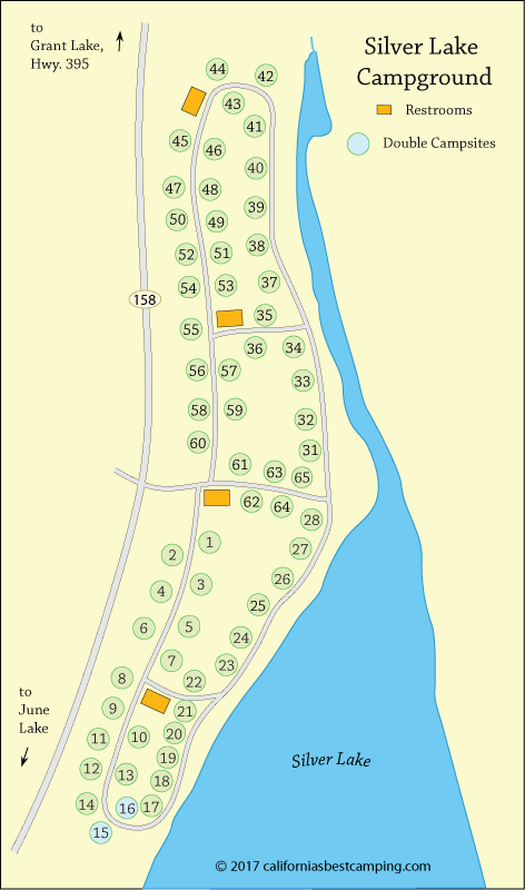 Silver Lake Campground Map, June Lake Loop, CA