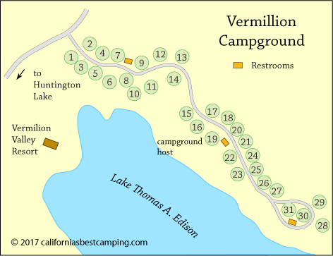 Vermillion Campground map, Sierra National Forest, CA