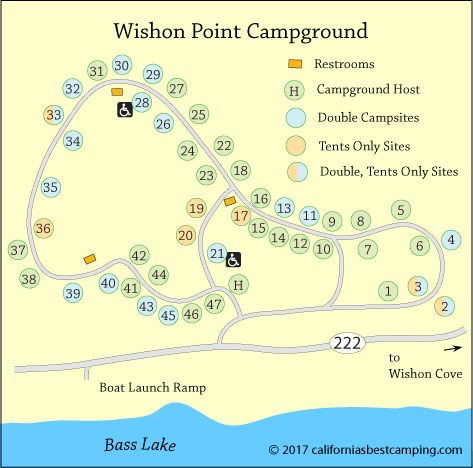 Wishon Point Campground map, Bass Lake,  CA