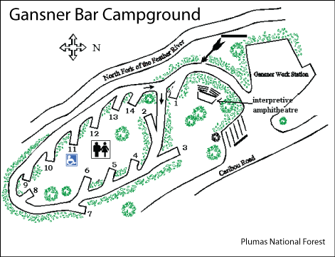 Gansner Bar Campground map, CA