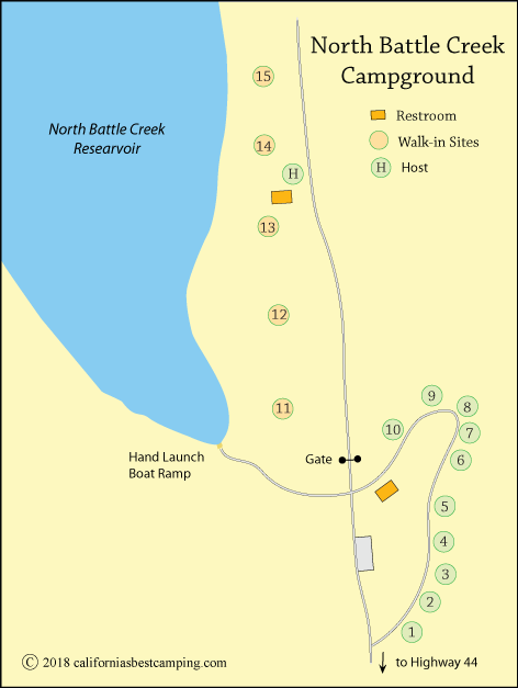 North Battle Creek Campground map, Lassen National Forest, CA