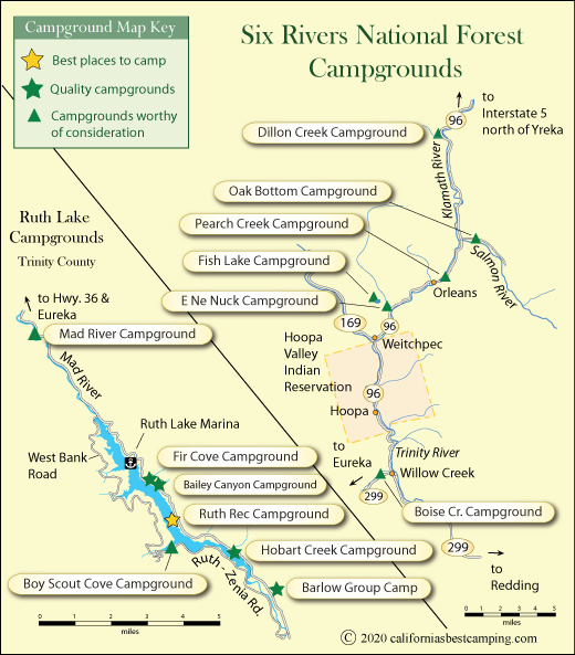 Six Rivers National Forest Campground map