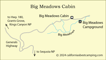 Big Medows Cabin map, Sequoia National Forest, CA