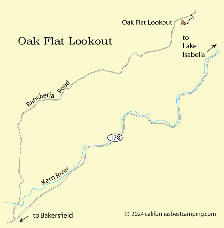 Oak Flat Lookout map, Sequoia National Forest, CA