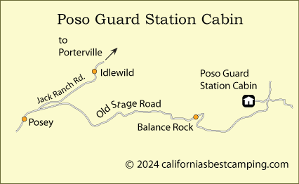 Poso Guard Station Cabin map, Sequoia National Forest, CA