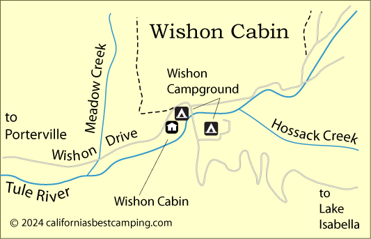 Wishon Cabin map, Sequoia National Forest, CA