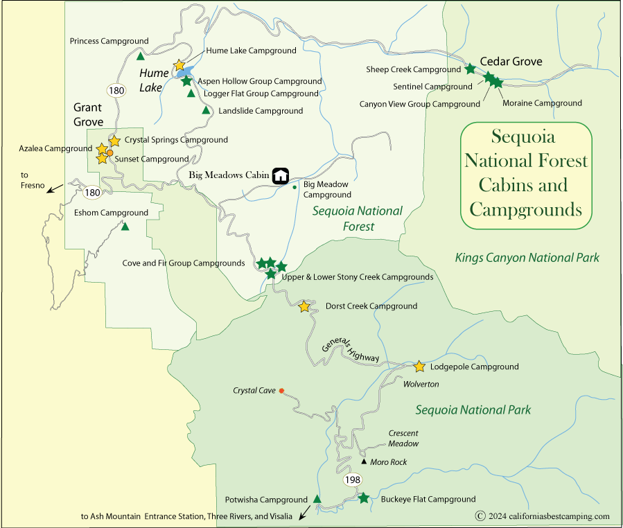 Map of northern Sequoia National Forest