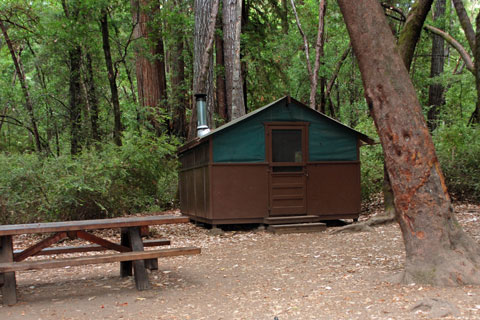 Tent cabin in Huckleberry Campground, Big Basin State Park, CA