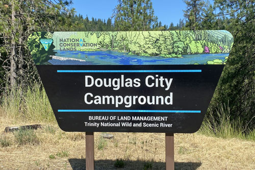 Douglas City Campground sign, Shasta Trinity National Forest, CA