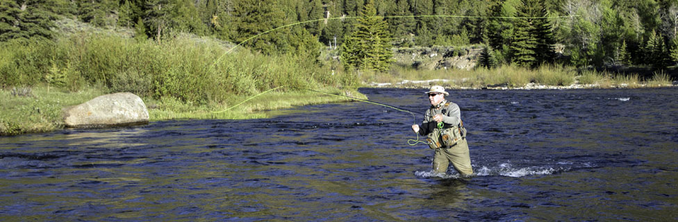 fly fishing in a river