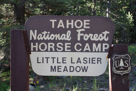 sign for Little Lasier Meadows Horse Camp, Tahoe National Forest