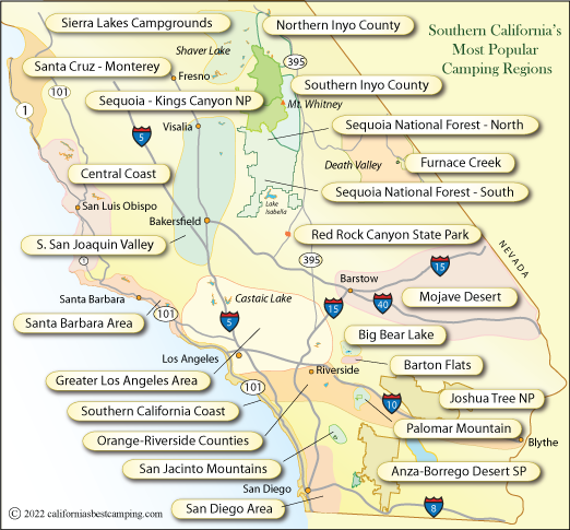 Southern California Campgrounds Map - California's Best Camping