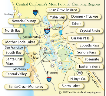 map of camping regions of central California