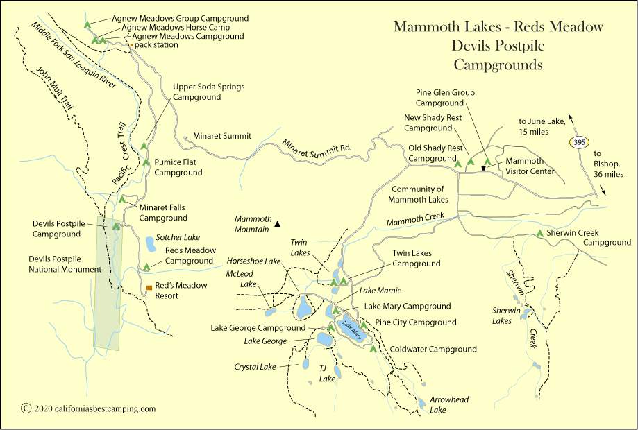 Lake Mary Campground Mammoth Map