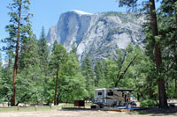 Yosemite Valley campsite and Half Dome, CA